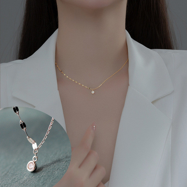 A34579 s925 sterling silver rhinestone lip necklace