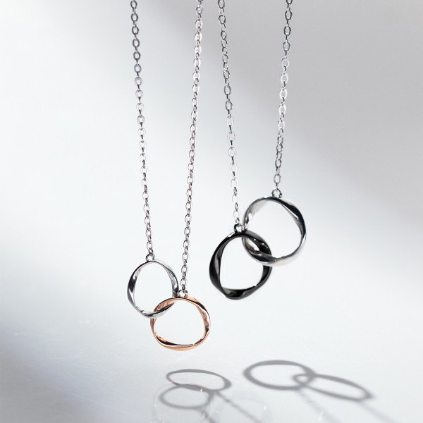 A40835 s925 sterling silver double simple elegant lady necklace