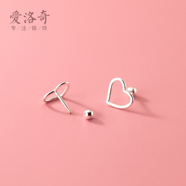 A32249 s925 sterling silver sweet trendy hollowed heart earrings