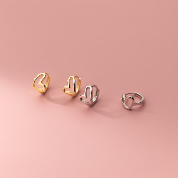 A33846 s925 sterling silver simple fashion hollowed heart chic trendy earrings