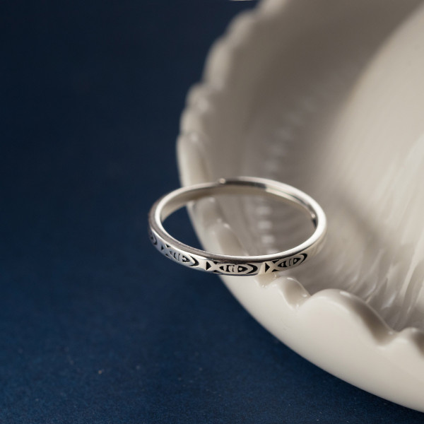 A38968 s925 silver adjustable elegant vintage thai simple ring