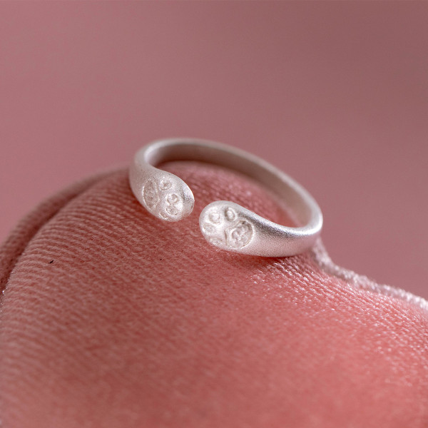 A44313 silver dainty simple matte finish adjustable ring
