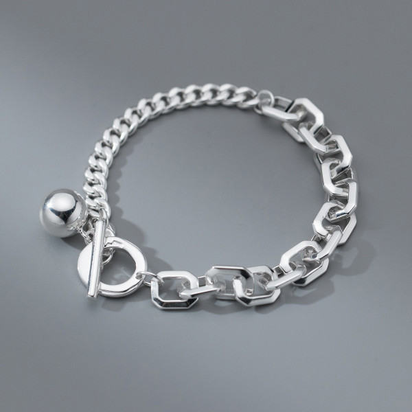 A41588 s925 sterling silver simple geometric charm unique bracelet