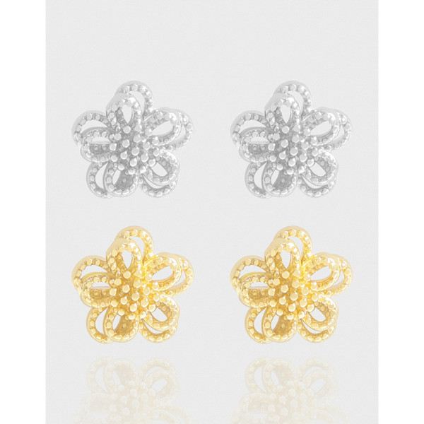 A42617 design double doublelayer layered hollowed flower stud earrings