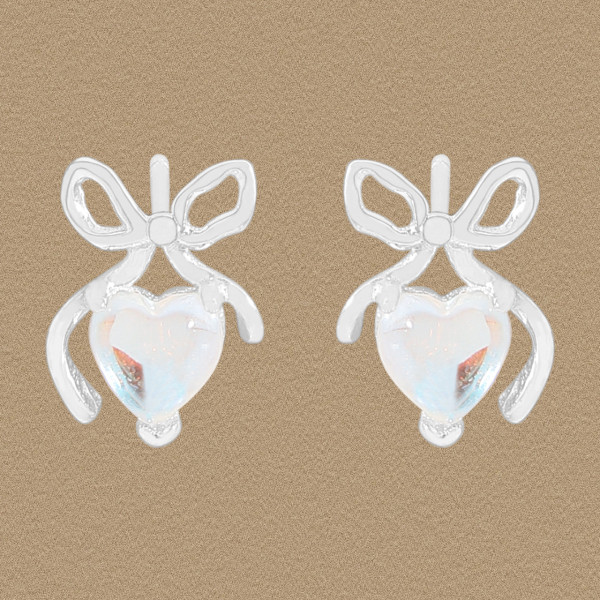 A44288 heart butterfly stud sterling silver s925 earrings
