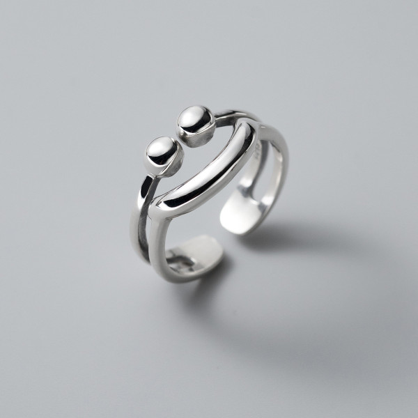 A39307 s925 sterling silver smiling face vintage unique design ring