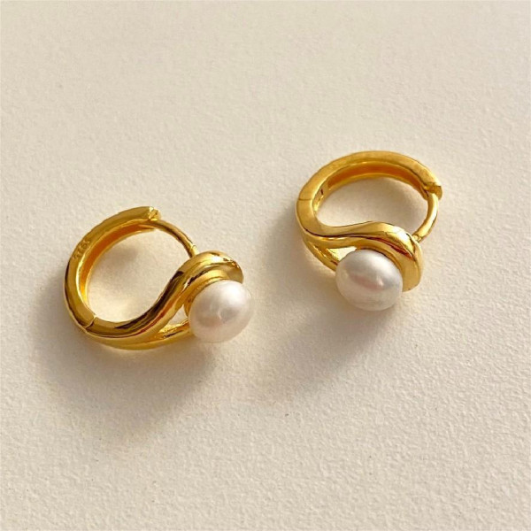 A40347 sterling silver pearl simple fashion stud earrings