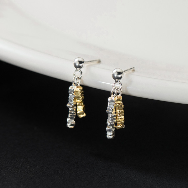 A43398 s925 sterling silver double bar stud fashion earrings