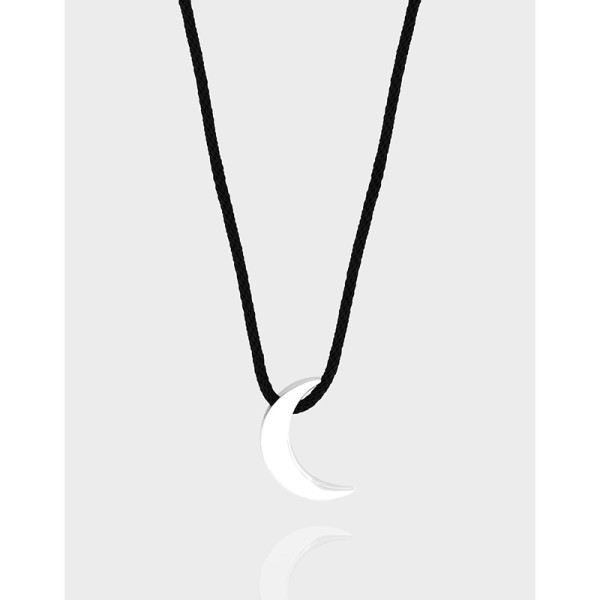 A41463 design moon black rope sterling silver s925 necklace