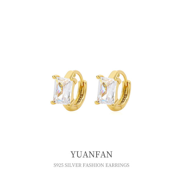 A39701 sterling silver geometric square cubic zirconia fashion elegant earrings