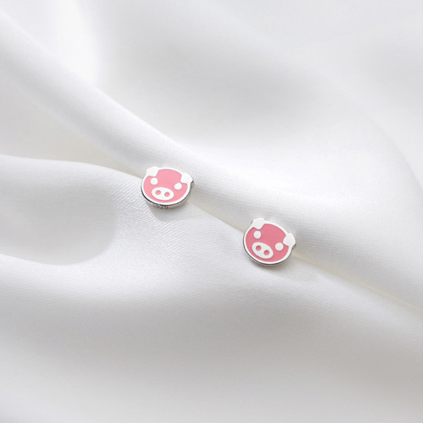 A36371 s925 sterling silver pink earrings