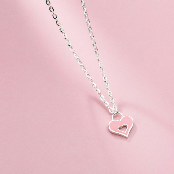 A34028 s925 sterling silver heart sweet necklace
