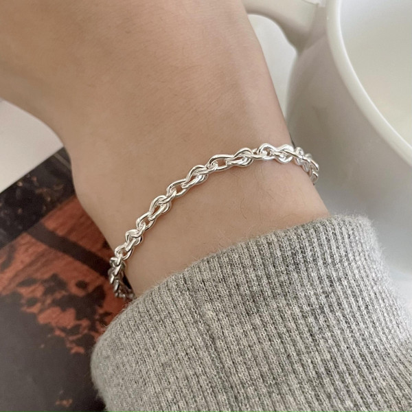 A39452 sterling silver simple geometric unique charm bracelet