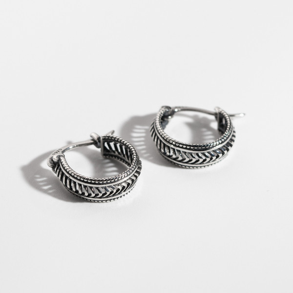 A39618 s925 sterling silver vintage twist punk hollowed hoop ethnic earrings