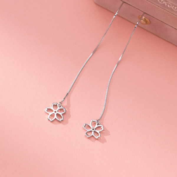 A42935 s925 silver string simple hollowed sweet elegant earrings