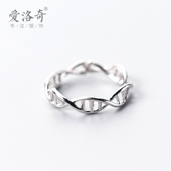 A34334 s925 sterling silver double spiralDNA ring