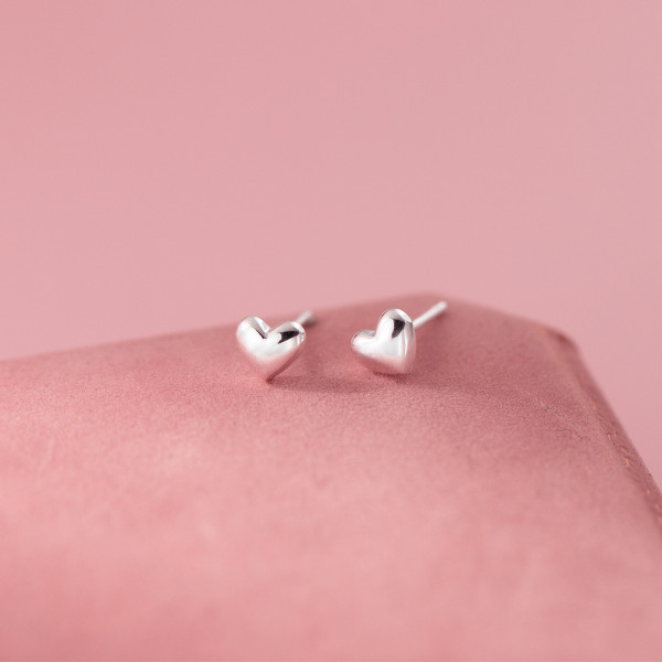 A45104 s925 sterling silver sweet dainty heart stud earrings