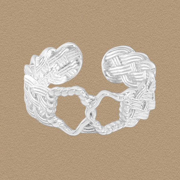 A45665 twist braided hollowed sterling silver s925 adjustable ring