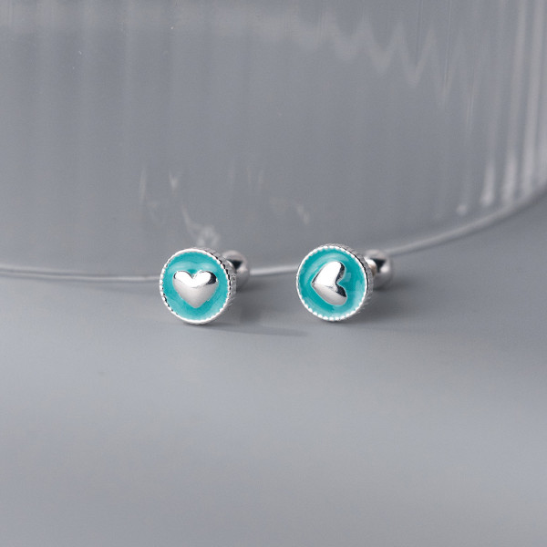 A38104 s925 sterling silver heart stud design heartshape earrings