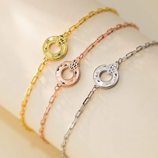 A45557 s925 silver trendy sweet dainty circle charm bracelet