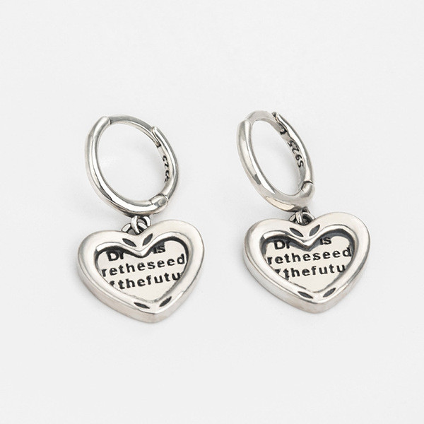 A32611 s925 sterling silver stud trendy heart silver earrings