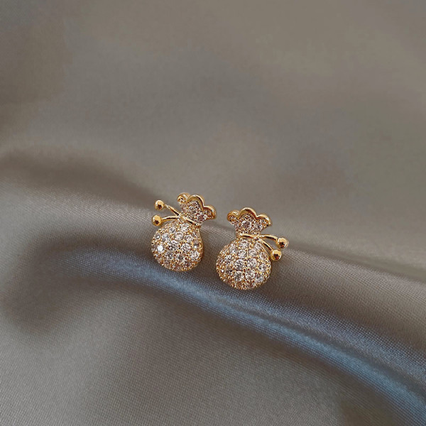 A44412 s925 silver cute sparkling rhinestone stud elegant earrings