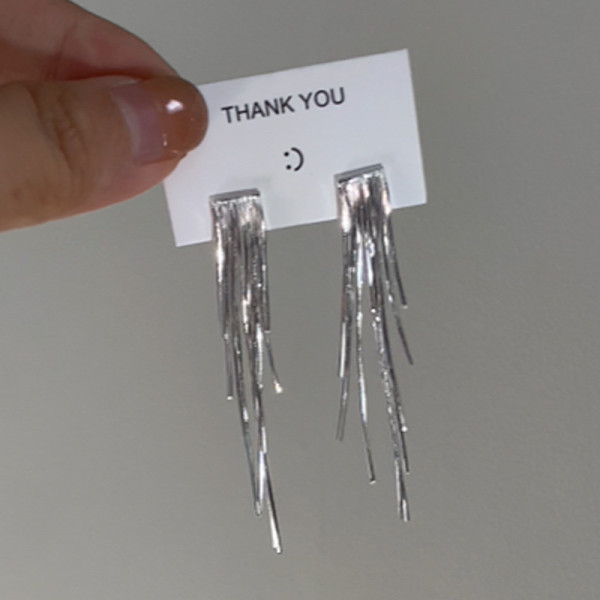 A39638 s925 sterling silver long fringe stud dangle earrings