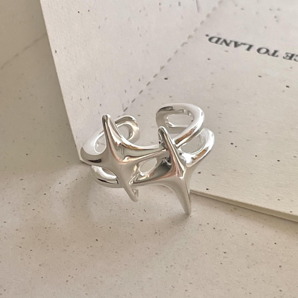 A45022 simple s925 sterling silver stars unique ring