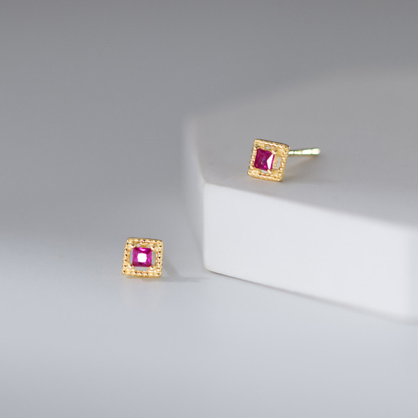 A44765 s925 sterling silver trendy sweet dainty rhinestone square stud earrings