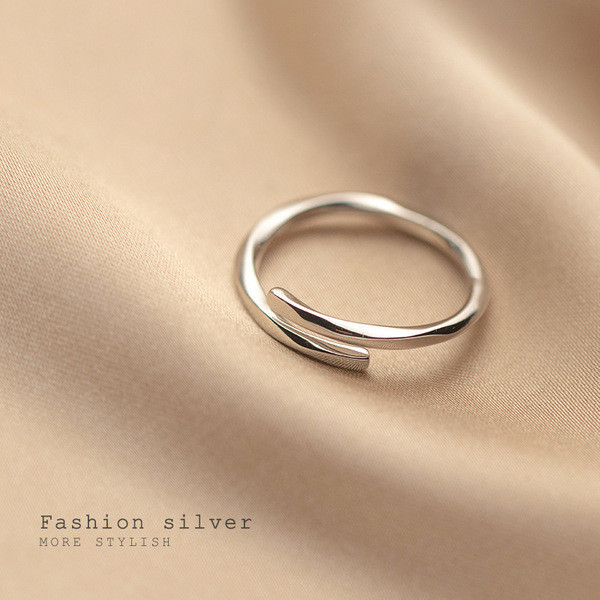A32110 s925 sterling silver fashion chic spiral adjustable ring