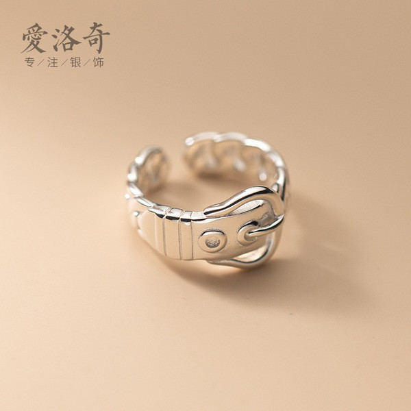 A32081 s925 sterling silver chic unique wide adjustable ring