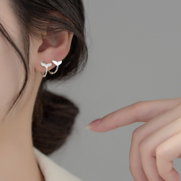 A38126 s925 sterling silver trendy rhinestone simple earrings
