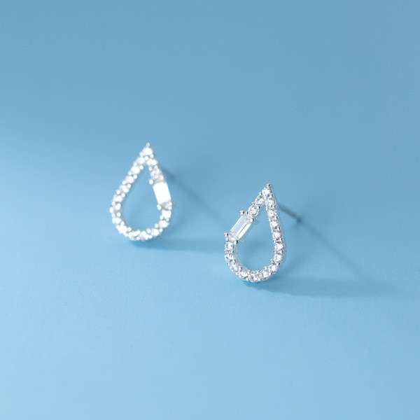 A32377 s925 sterling silver teardrop rhinestone trendy unique chic earrings