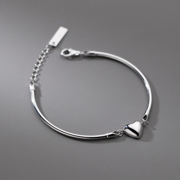 A37183 s925 sterling silver heart banglebracelet