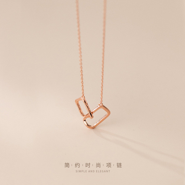 A34103 s925 sterling silver square necklace