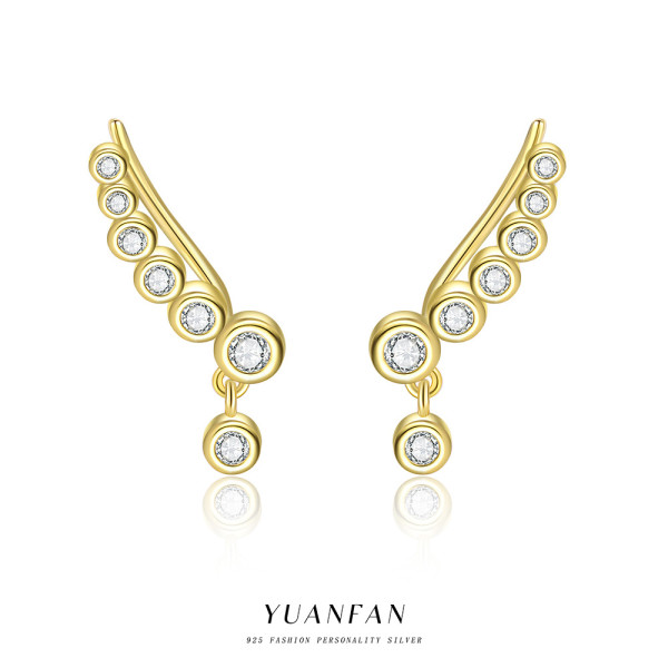 A44607 s925 sterling silver circle rhinestone clipon fashion simple earrings