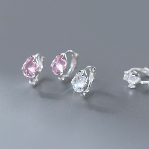 A46248 s925 sterling silver sweet rhinestone teardrop ear buckle