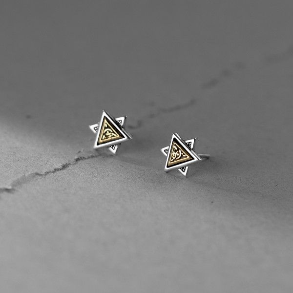 A35590 s925 sterling silver vintage thai silver hexagram earrings