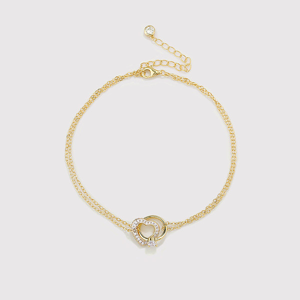A34273 heart 925 sterling silver anklet vintage simple chic fashionleg bracelet