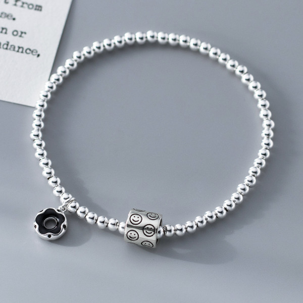 A46363 s925 silver sweet thai smilingface charm bracelet
