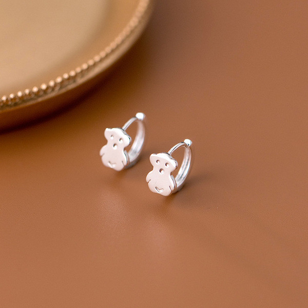 A31606 s925 sterling silver simple cute unique cute bear earrings