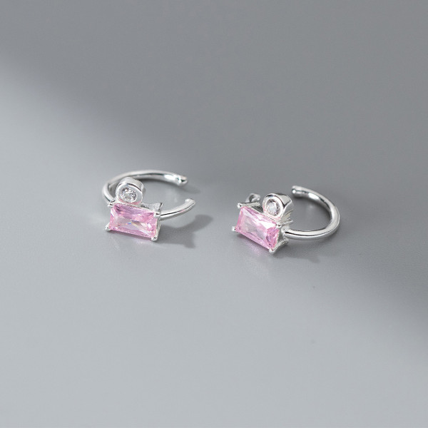 A40817 s925 sterling silver trendy rhinestone clipon simple design earrings