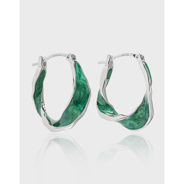 A38887 design grade elegant green s925 sterling silver earrings