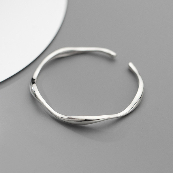 A34248 s925 sterling silver weave bangle trendy simple bracelet