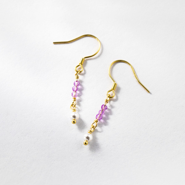 A45953 s925 sterling silver trendy sweet purple crystal stud earrings