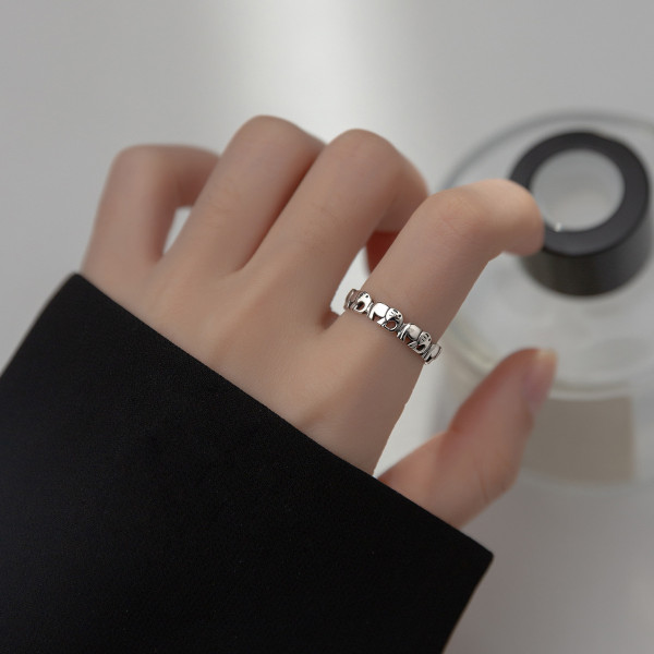 A36989 s925 sterling silver vintage silver cute big chic ring