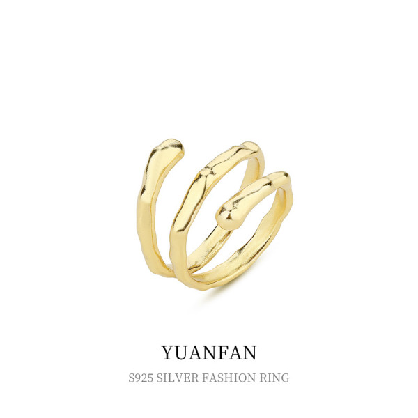 A36254 s925 sterling silver vintage fashion multilayer hollowed ring