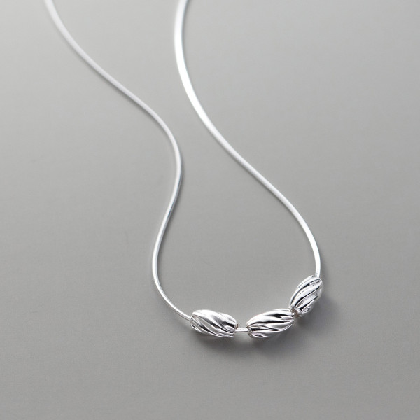 A40846 s925 sterling silver oval simple necklace