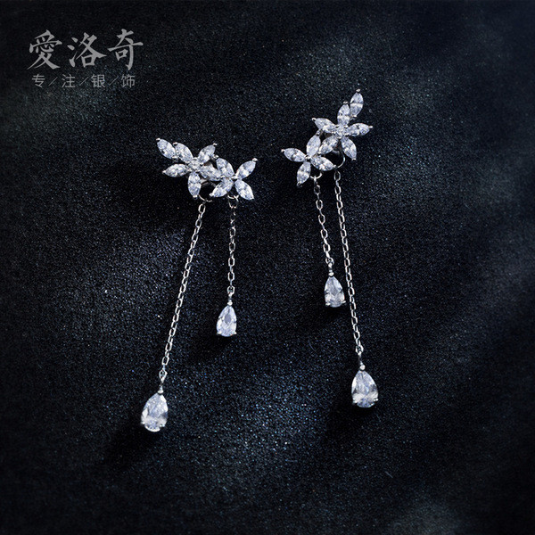 A34749 s925 sterling silver flower earrings