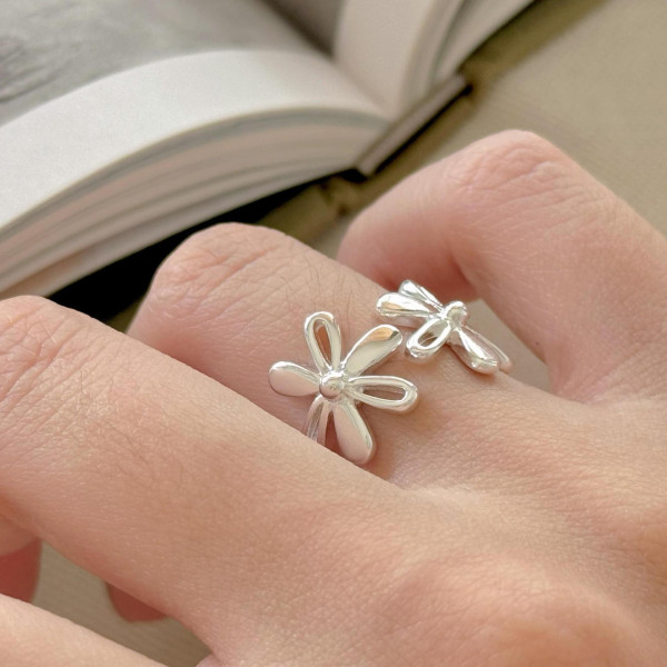 A44725 sterling silver daisy simple fashion adjustable ring